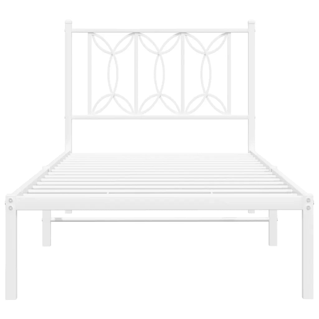 Giroletto con Testiera Metallo Bianco 90x200 cm