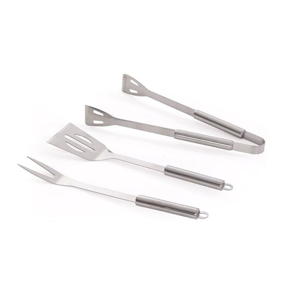 SET UTENSILI PER BARBECUE 3PZ ACCIAIO INOX PALETTA FORCHETTA PINZA + VALIGETTA VERDELOOK 765/15