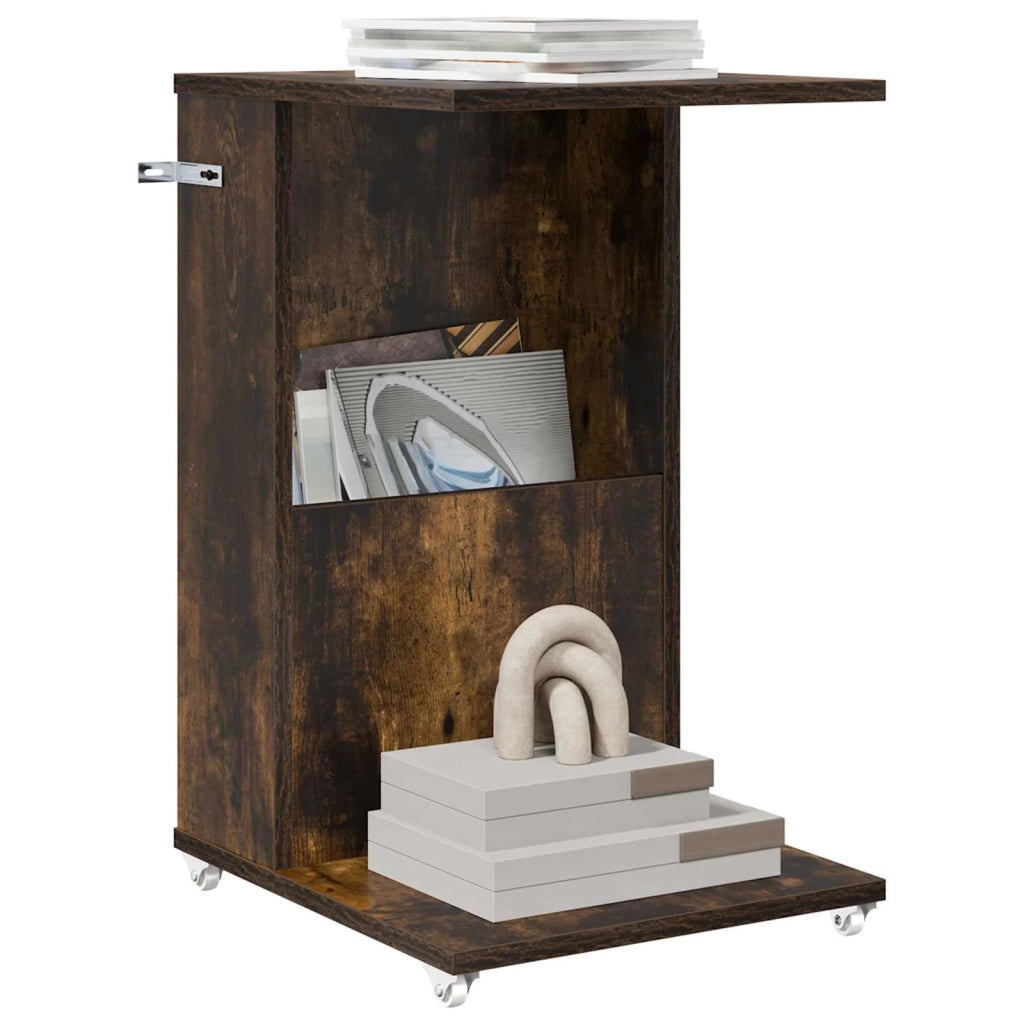 Tavolo laterale con ruota Rovere fumé 40 x 35 x 60 cm 8000376