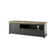 Mobile TV 180cm con LED integrate. Collezione ASSIA. Colori verde e rovere. 1 porta e 1 cassetto.