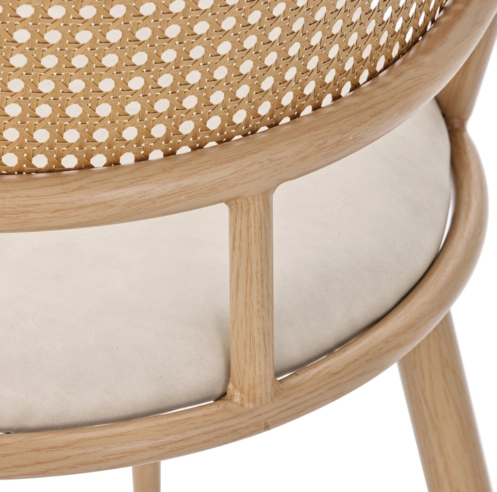 Set di 4 sedie da pranzo in rattan e PU beige, altezza 80 cm