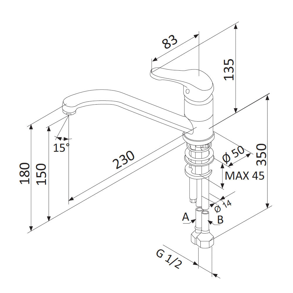 Rubinetto Miscelatore Monocomando Girevole Lavello in Ottone Mariani Epic Cromato