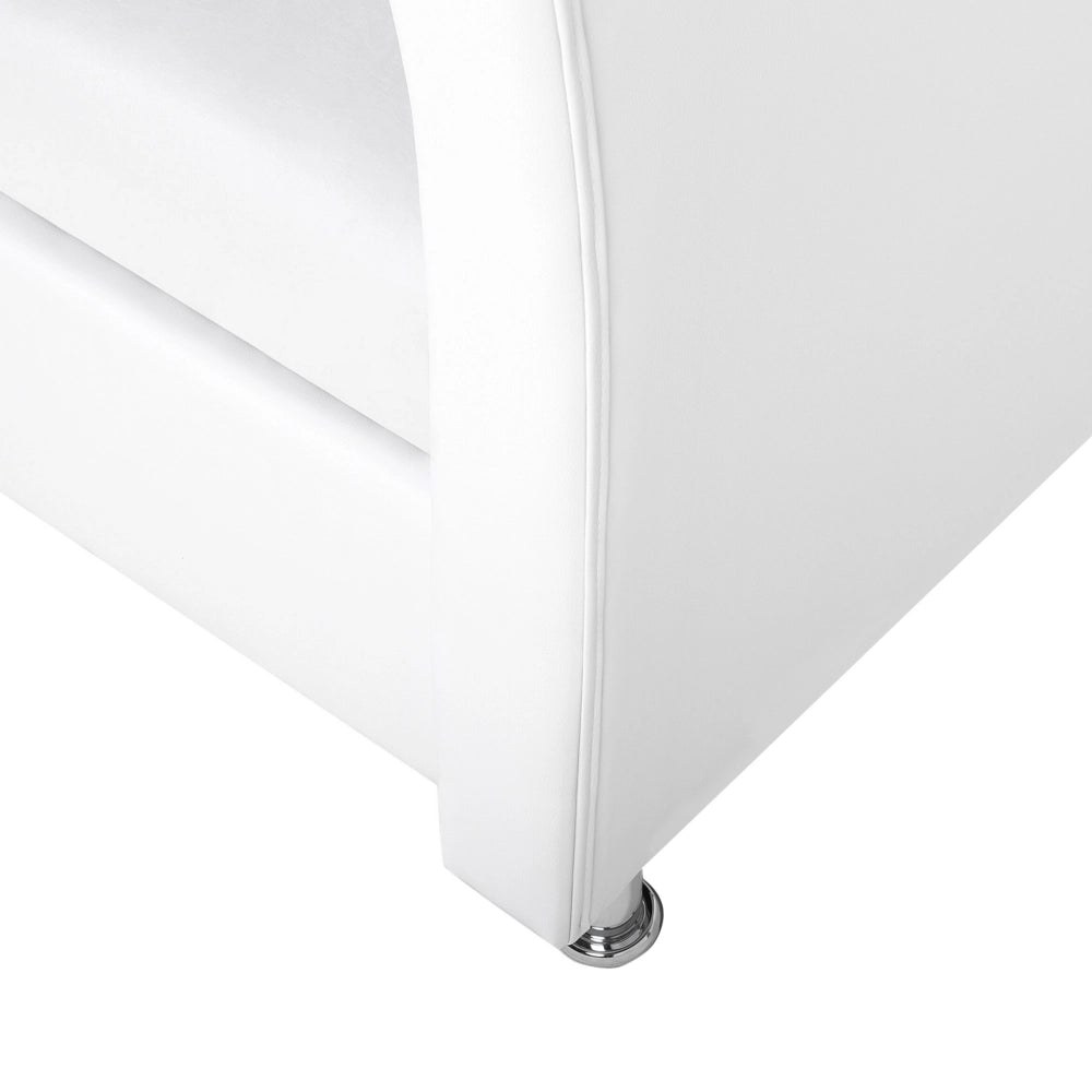 Letto matrimoniale in ecopelle bianca 140 cm 6 struttura imbottita con bottoncini in cristallo con finiture imbottite