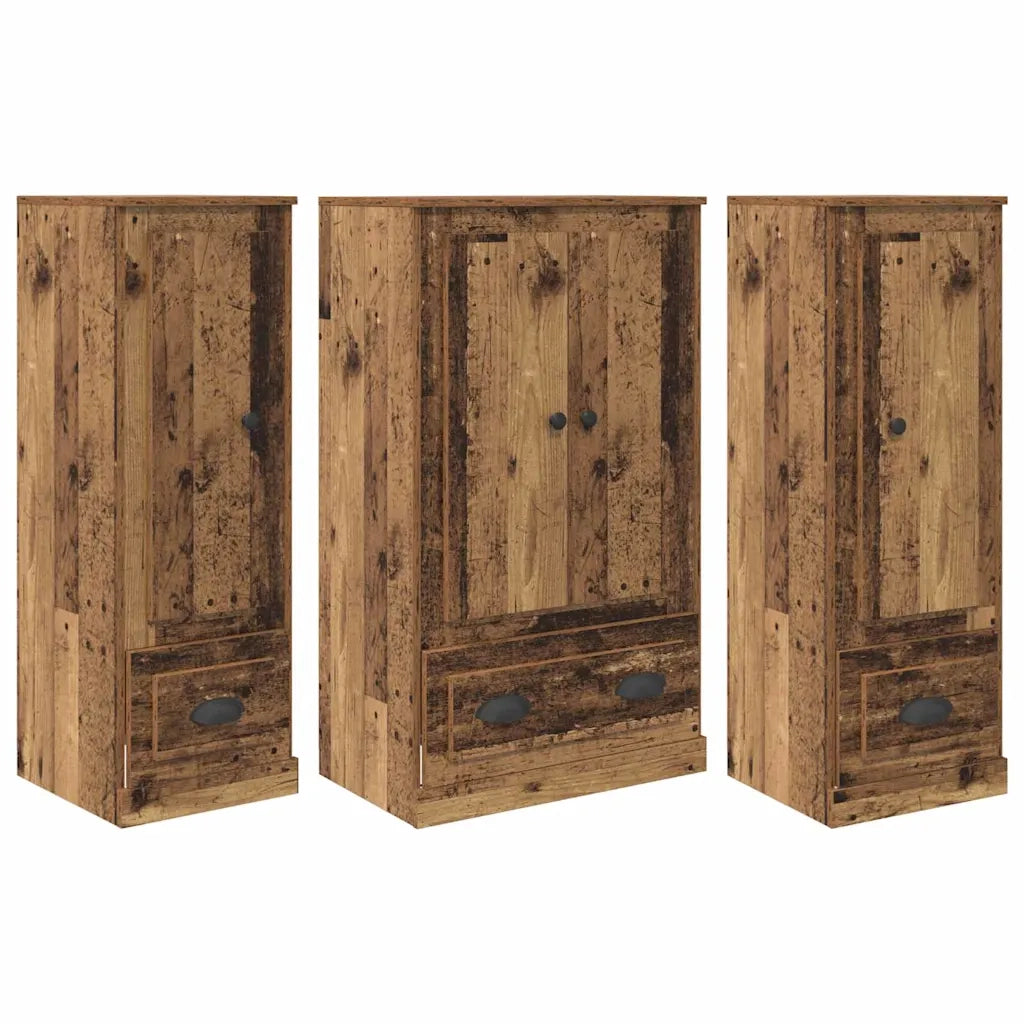 Credenza con cassetto 3 pz-Set di 3 Buffet-Armadio da cucina Legno vecchio Legno multistrato 871518
