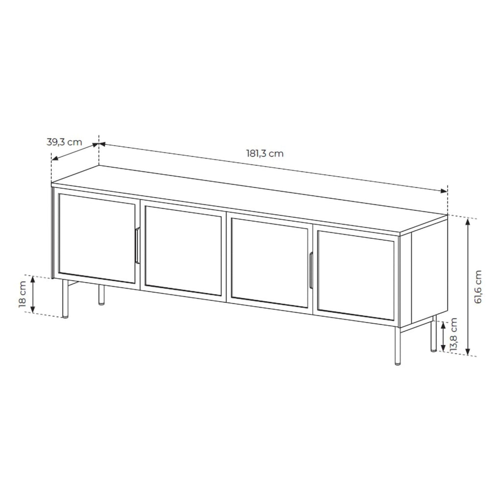 Kalerora, Mobile Porta tv 3 Ripiani, 181x39x62h cm Beige Cashmere