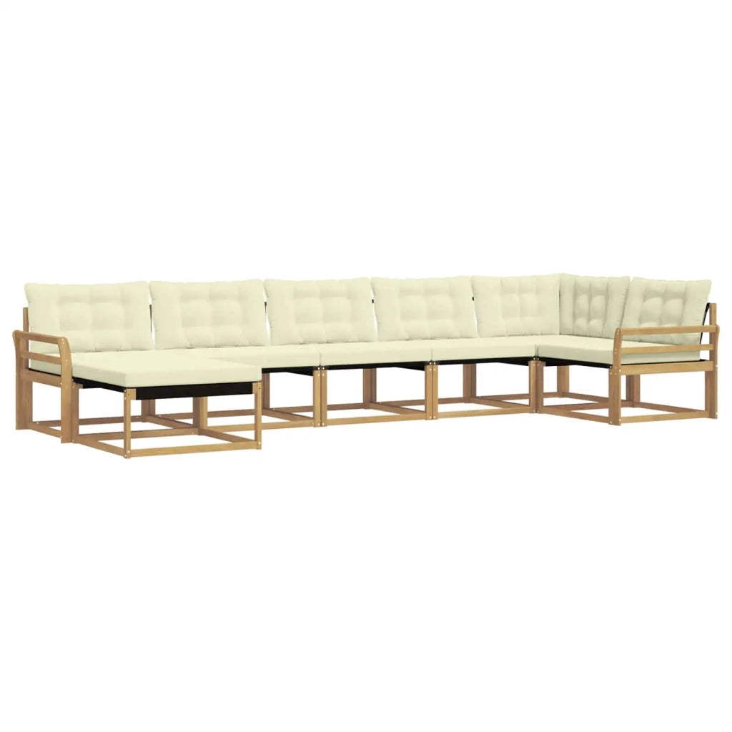 Set di divani da esterno con cuscino 7 pcs Bianco e Crema
