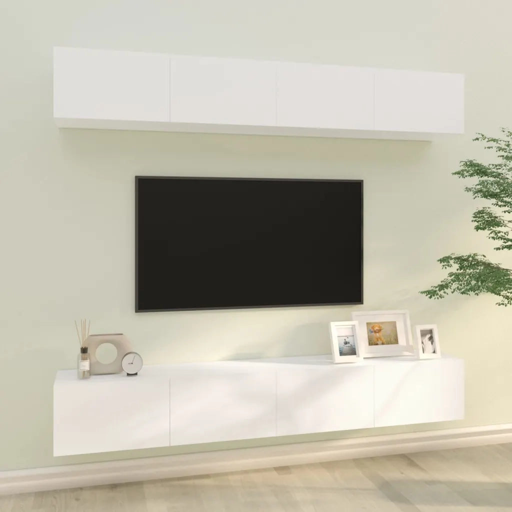 Mobili Porta TV a Parete 4 pz Bianchi 100x30x30 cm cod mxl 63233