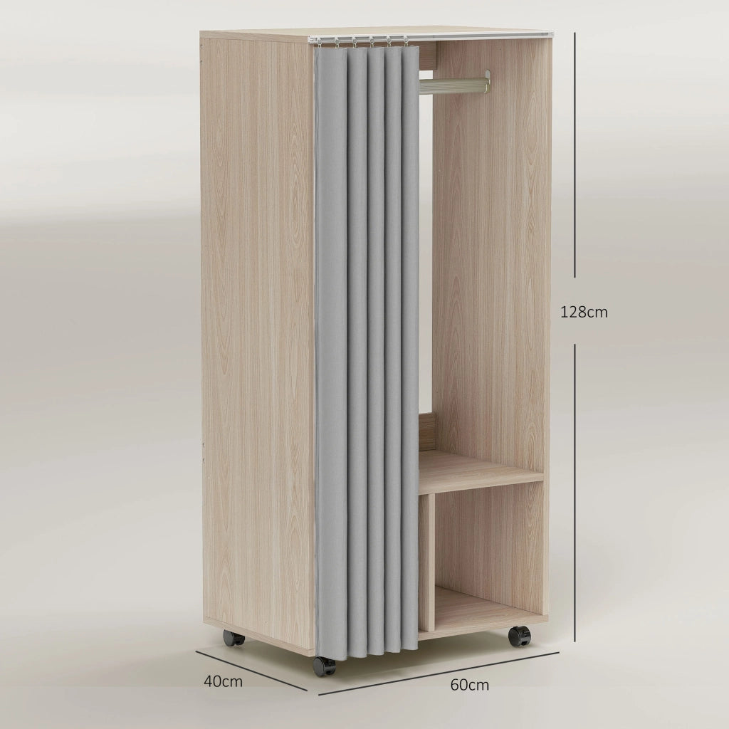 Armadio guardaroba con appendiabiti e ripiani ¨C Xylo ¨C 60x40x128 cm effetto legno naturale