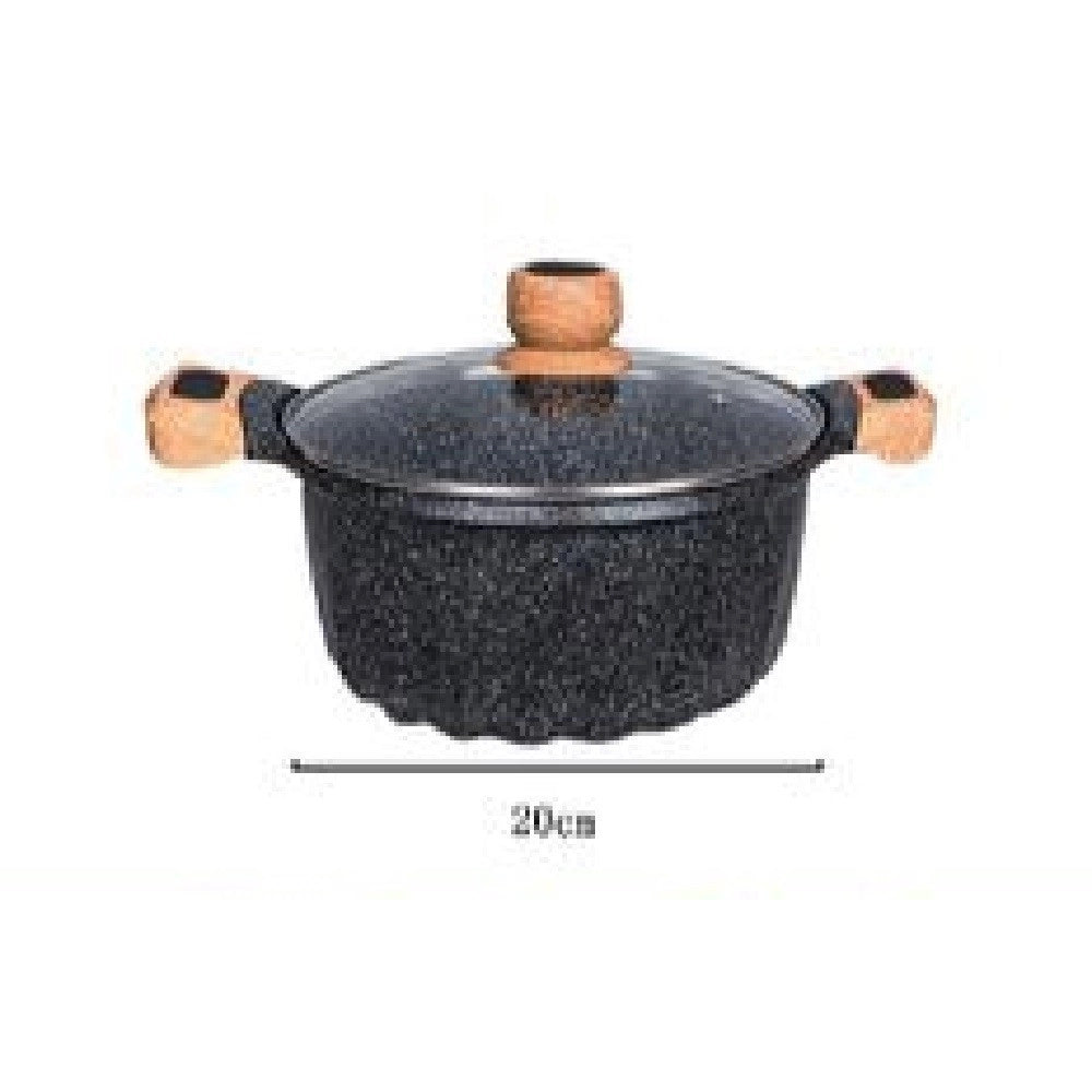 Trade Shop - Pentola Tegame Per Zuppa Rivestito Granito Con Coperchio 20cm Antiaderente T-9481 -