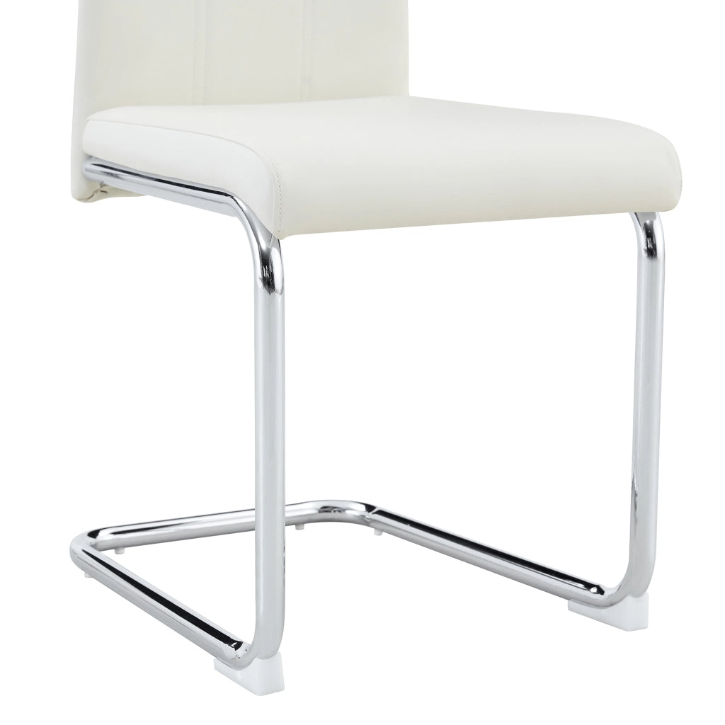 Sedie da Pranzo Imbottite in Ecopelle ¨C MINIMAL ¨C Set 4 Pezzi, Bianche, Gambe in Metallo Cromato