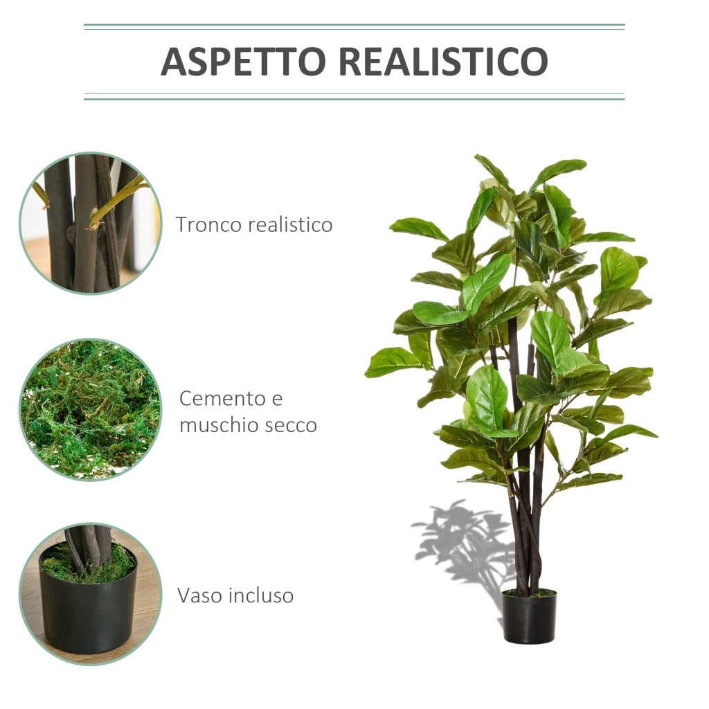 Ficus Artificiale per Interni ed Esterni, Pianta Artificiale Realistica con 78 Foglie, 130cm
