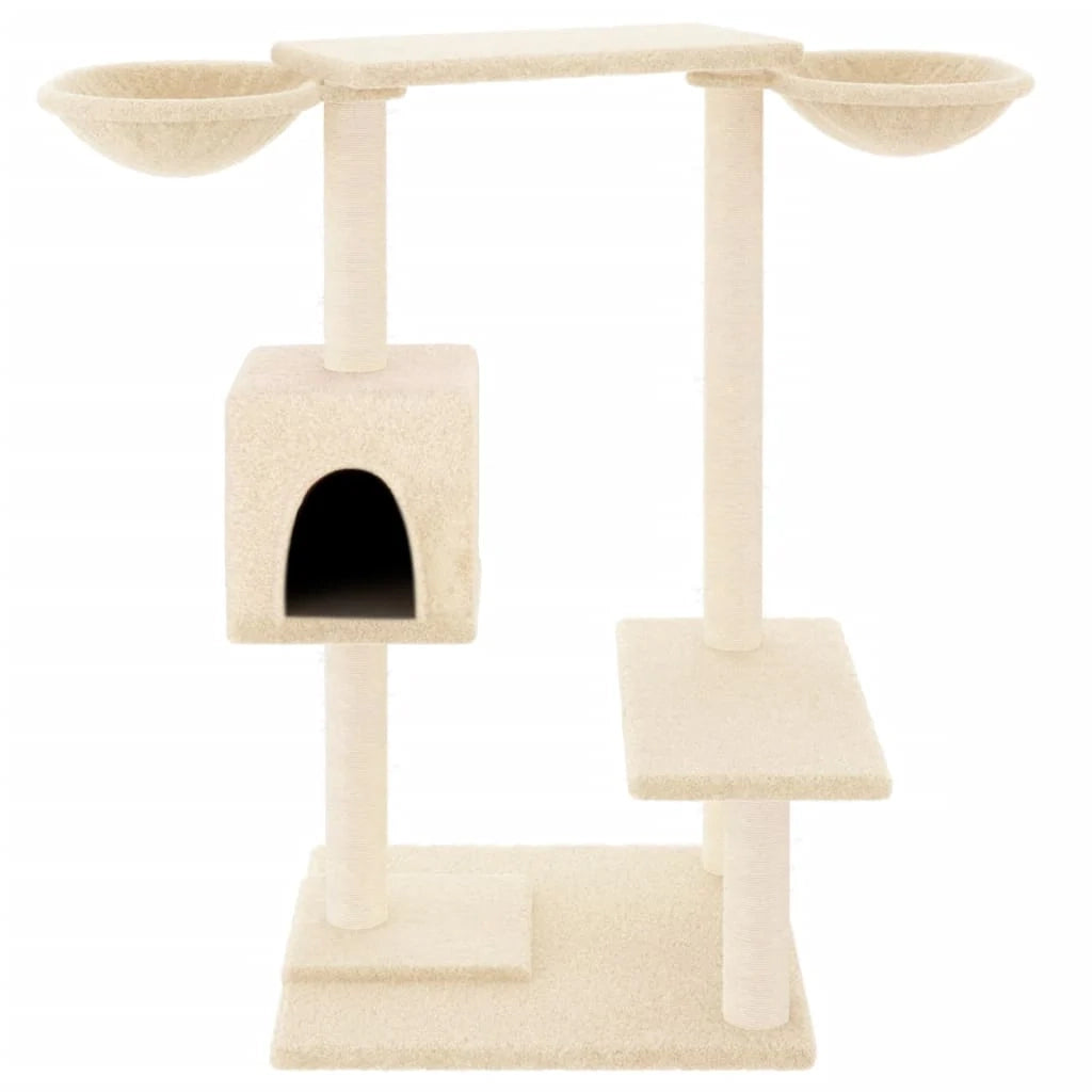 Tiragraffi per gatti torre per arrampicata giocattolo piattaforma per arrampicata con tiragraffi 82 cm crema 02_0022448