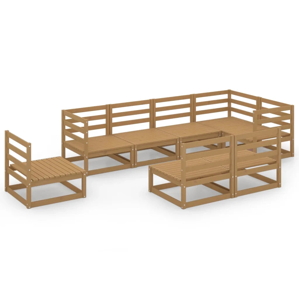 Set Salotto da Giardino 8pz Marrone Ambra Legno Massello Pino 3075627