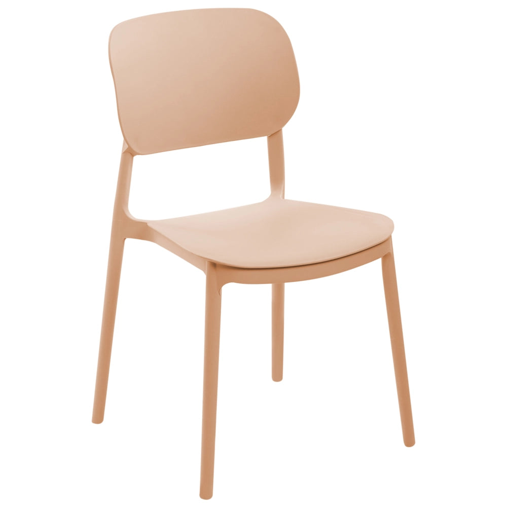 Set di 4 sedie da giardino in plastica sintetica impilabili per esterni beige sabbia sedie impilabili e leggere
