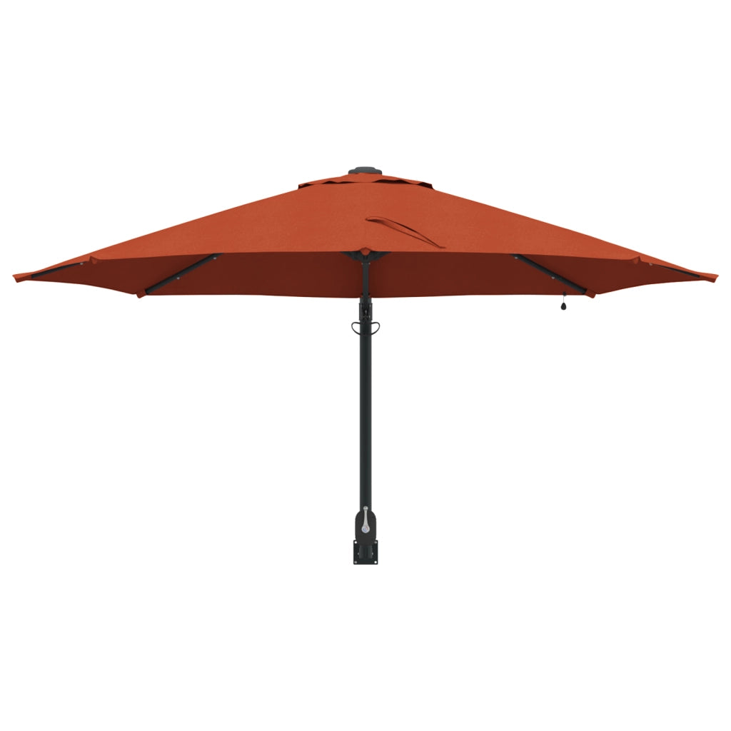 Ombrello da giardino a parete con LED terracotta 248 cm