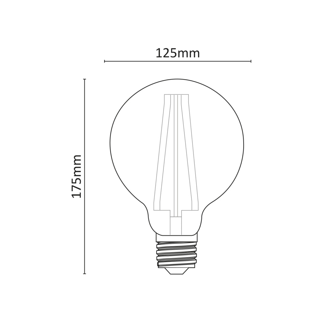 Alcapower Lampadina LED Globo G125 Filamento Trasparente 12W 1850lm 6000K E27 Luce Fredda Ø125x175mm Classe D Efficiente e Durevole G125Fil
