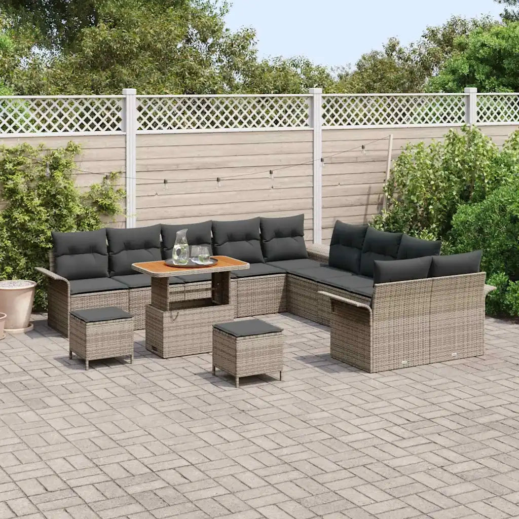 Set Divano da Giardino con cuscino 13 pcs Grigio polyrattan 3362198