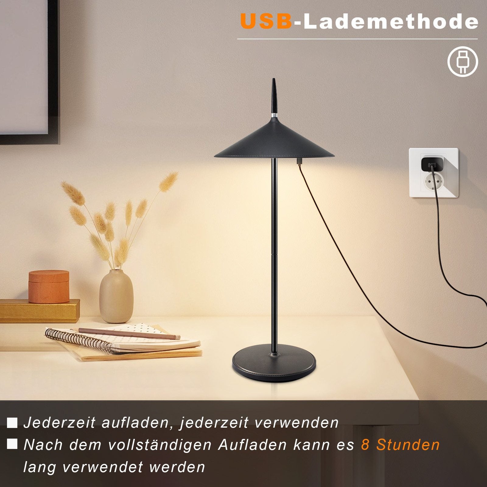 ZMH Lampada da tavolo LED moderna ricaricabile touch dimmerabile per esterni giardino