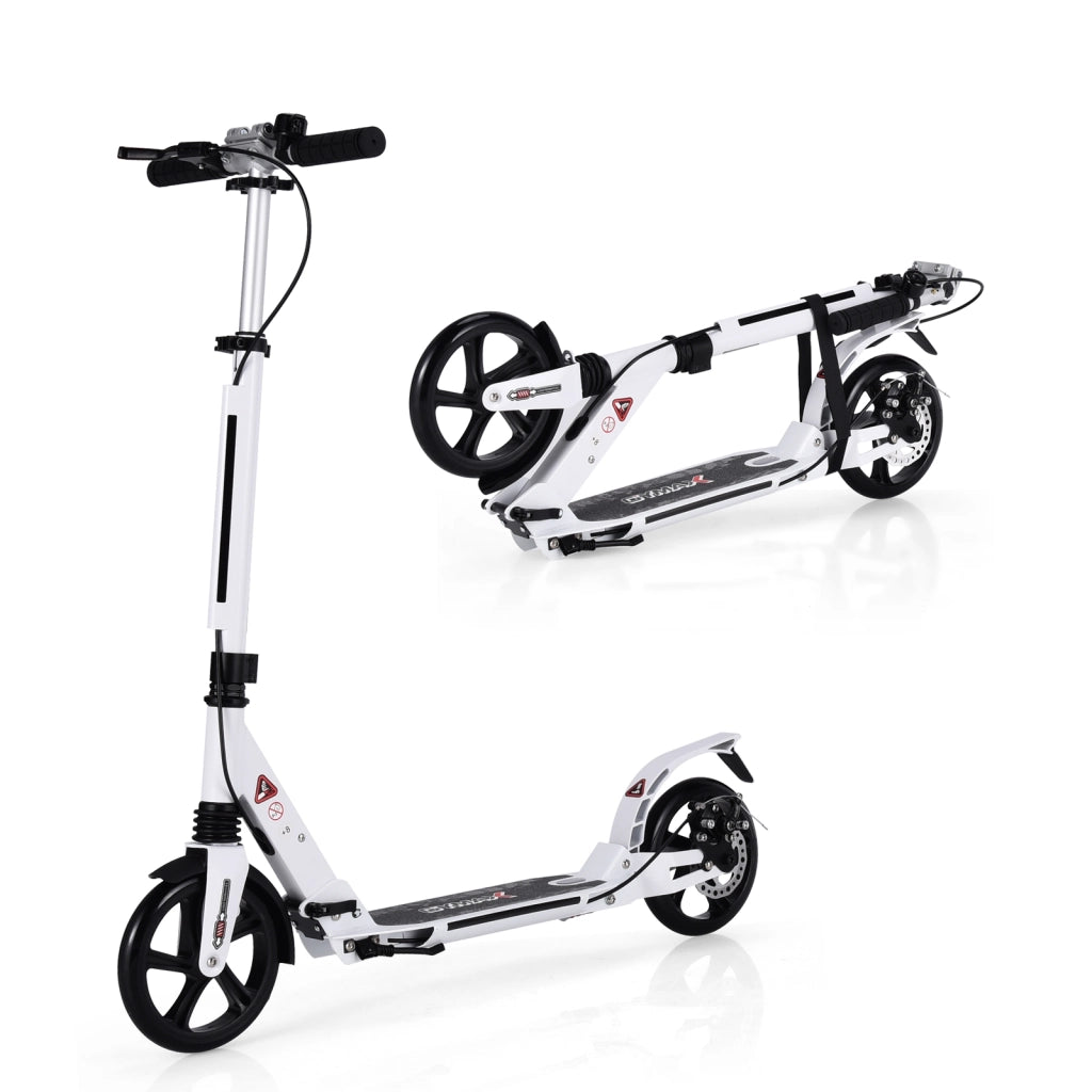 Monopattino pieghevole con manubrio regolabile per bambini, Monopattino con piattaforma di alluminio Bianco-Monopattini