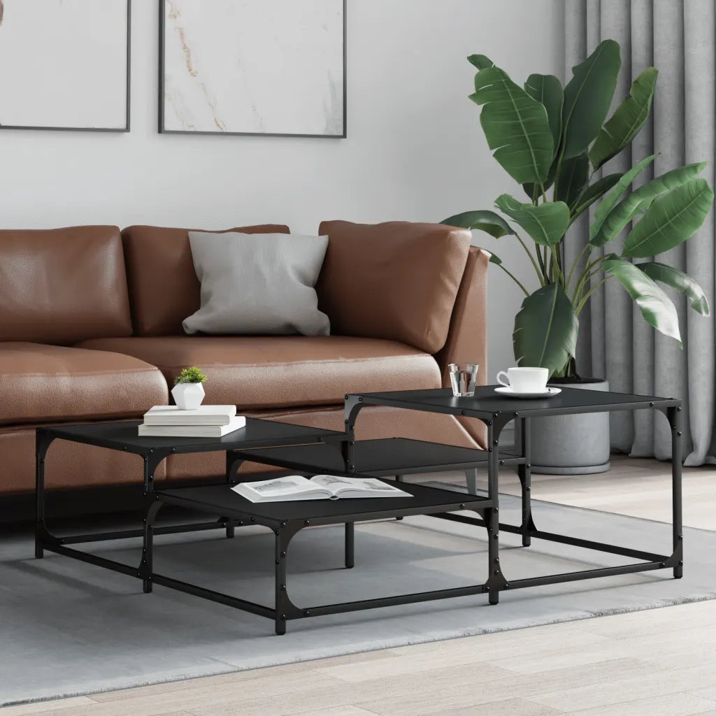 Tavolino da Salotto Nero 107x107x40 cm in Legno Multistrato 837752