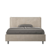 BS COM Letto matrimoniale francese senza rete imbottito 140x190 microfibra sabbia Large