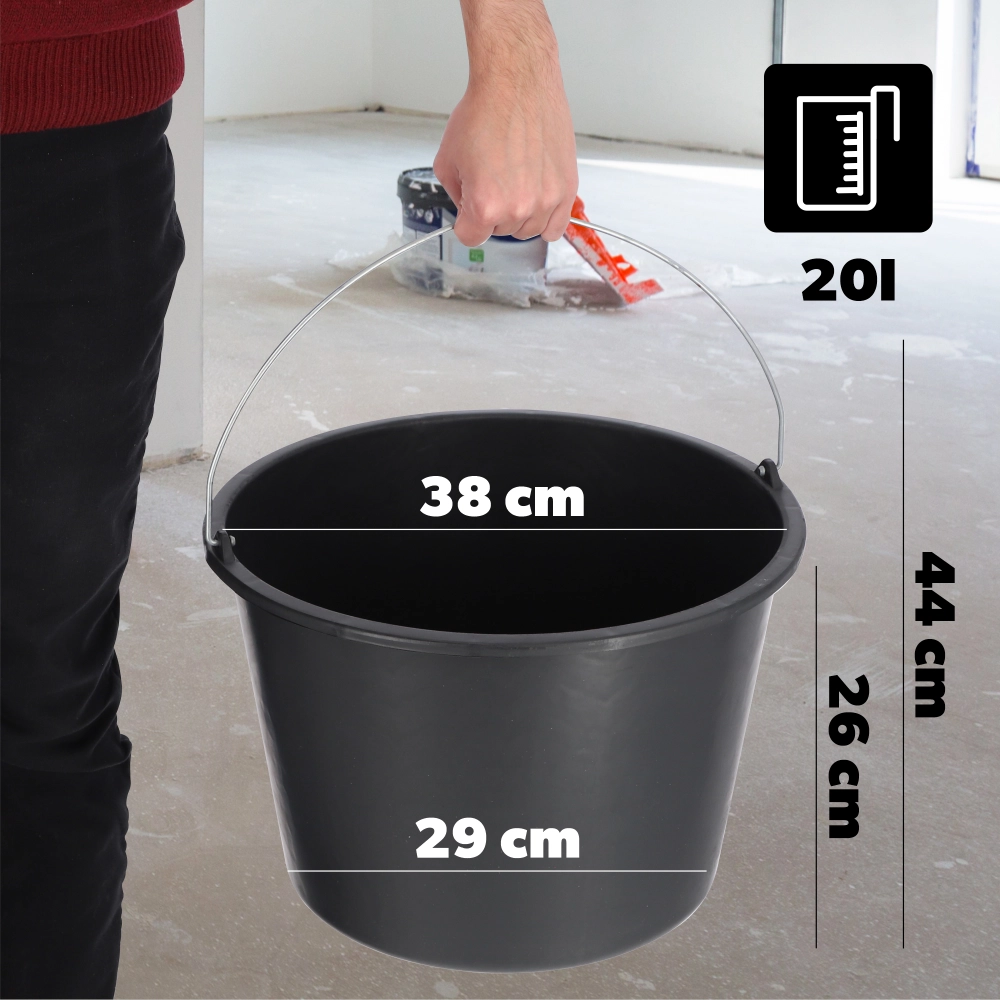 Secchio da costruzione KADAX 20 litri, secchi in plastica resistenti per uso domestico e giardinaggio, confezione da 6 pezzi