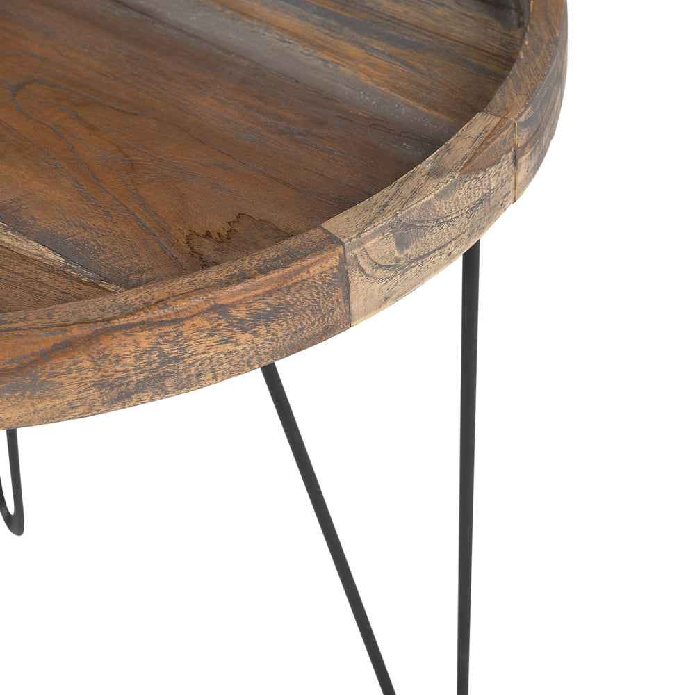 Tavolino in marrone scuro Piano Java Gambe Nere 50 x 50 x 50 cm Industrial Rustic