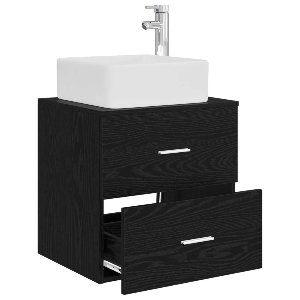 Mobile Lavabo da Parete Rovere Nero 53 x 34,5 x 63 cm 890287