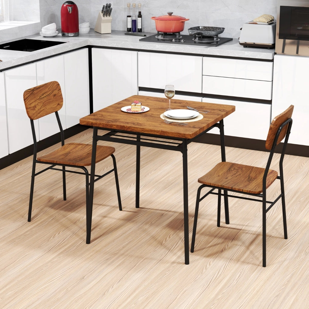 Set da pranzo 3 pezzi per angolo colazione-Tavolo e sedie da cucina quadrato con scaffale di stoccaggio Caff¨¨