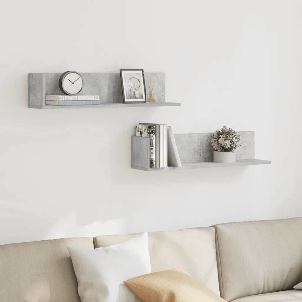 vidaXL Mensole a Muro 2pz Grigio Cemento 75x16,5x16,5 cm in Truciolato