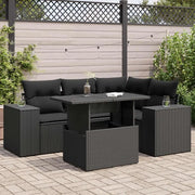 Set Divani da Giardino 5 pz con Cuscini in Polyrattan Nero 3326786