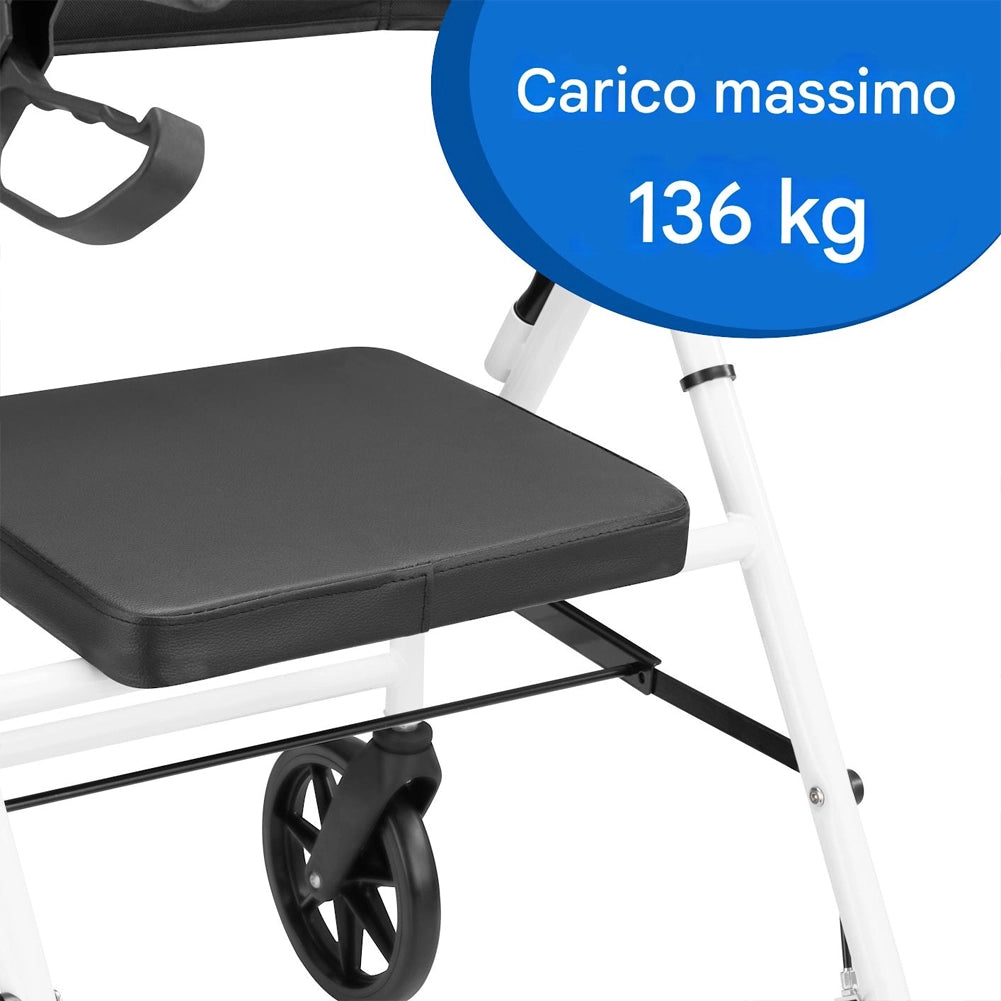 Deambulatore Rollator Sedile Anziani Disabili Seduta Imbottita Ausilio Camminata