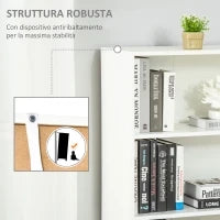 Libreria Moderna 4 Ripiani con Armadietto a 2 Ante in Legno, 59x29x180cm Bianca