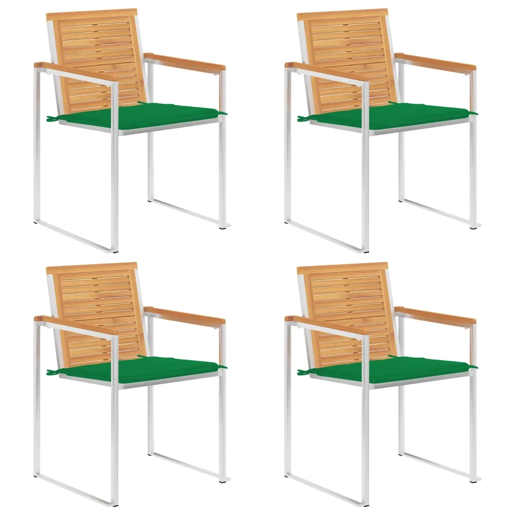Sedie da Giardino con Cuscini 4 pz in Legno Massello di Teak cod mxl 8636