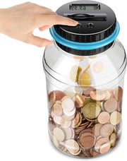 Cassa Monete per Bambini Automatica Contapennies Display LCD Grande Capacità per Bambini e Adulti 18 litri