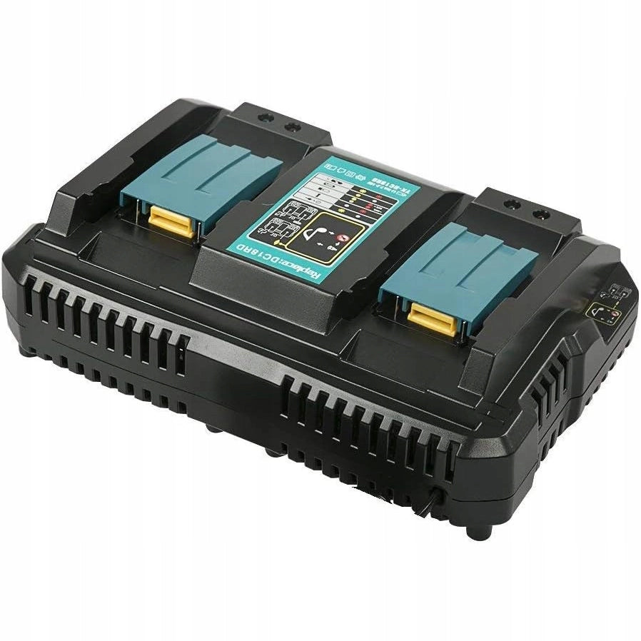 Caricabatterie Doppio PowerFix DC18RD – Compatibile con Batterie Makita 7,2V–18V | LED, 4A, 100–240V