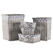 Set 3/5 Pezzi Ceste Portabiancheria in Vimini con Coperchio e Fodera Interna in Tessuto, Contenitori Multiuso per Bucato, Bagno, Lavanderia e Camera da Letto, Design Shabby Chic   5 Ceste NickTipo3