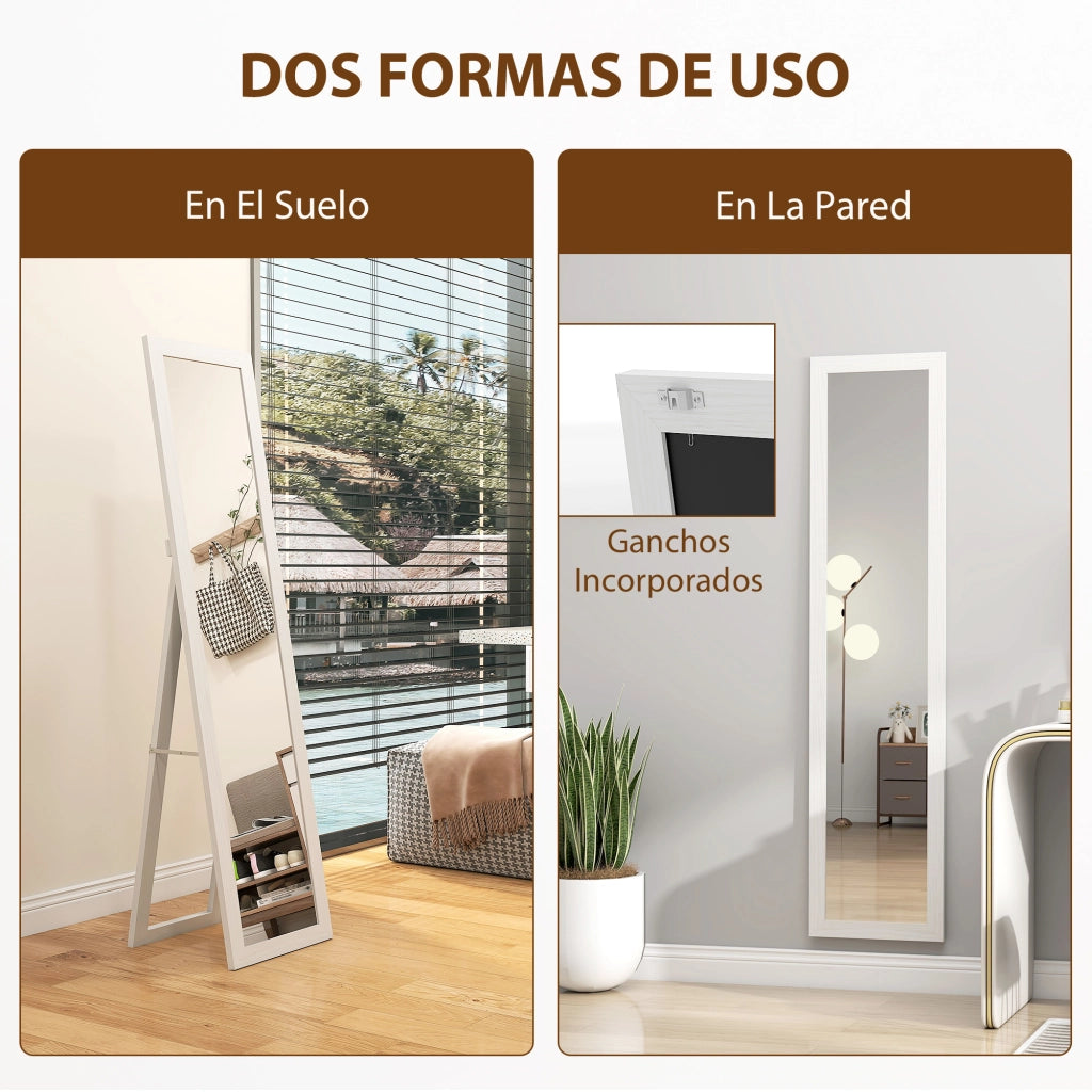 Specchio a Pieno Corpo Inclinabile ¨C Zephmum ¨C Bianco Veteado 157x37 cm