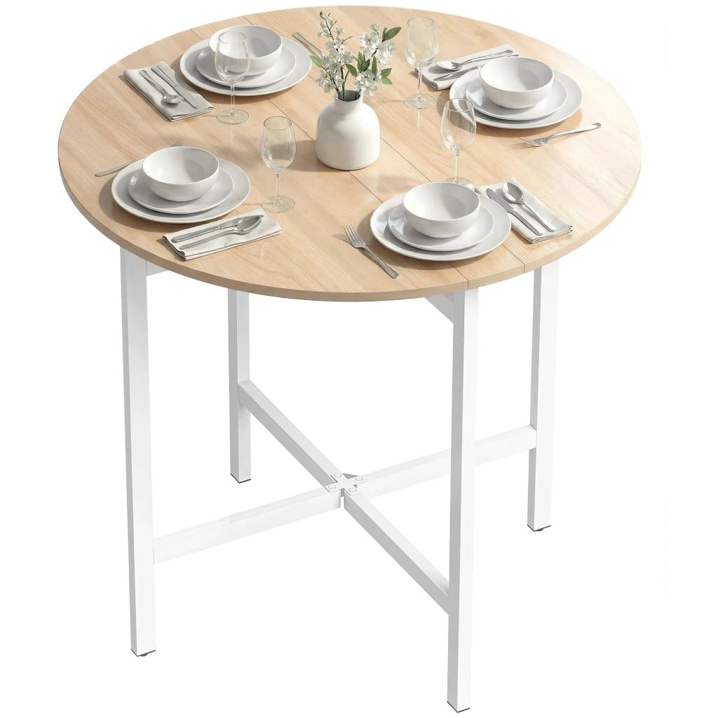 Tavolo da pranzo pieghevole rotondo ¨C zephmum ¨C legno effetto naturale 80 cm