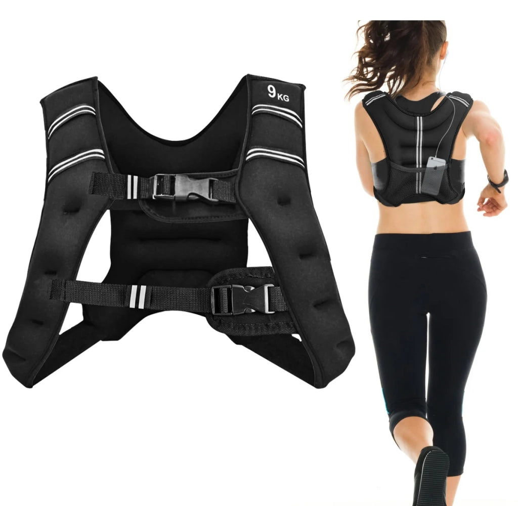 Gilet zavorrato da 9 kg con cinghie regolabili per un allenamento efficace e confortevole in neoprene nero 20_0017643