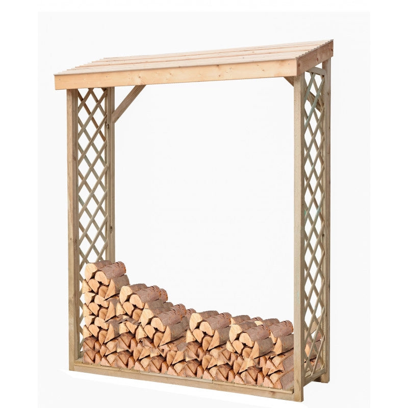 Legnaia da esterno in legno 162x60x205 cm - Abete impregnato - Con griglie decorative