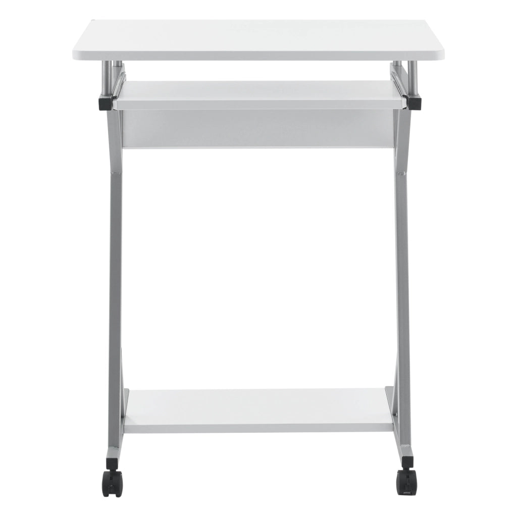 Scrivania per Computer a Ruote con Tastiera Scorrevole e Ripiano 60 x 40 x 75 cm - Bianco [en.casa]