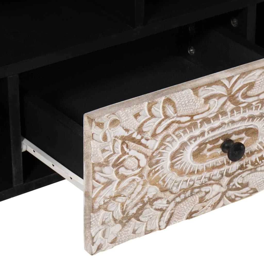 Mobile TV-Credenza per TV Bianco 100 x 33,5 x 46 cm Legno di mango massello 868710