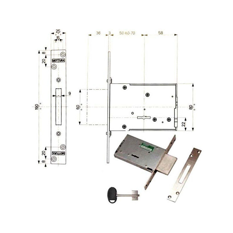 Serratura Infilare Ferro Dm E50 40701 Mottura