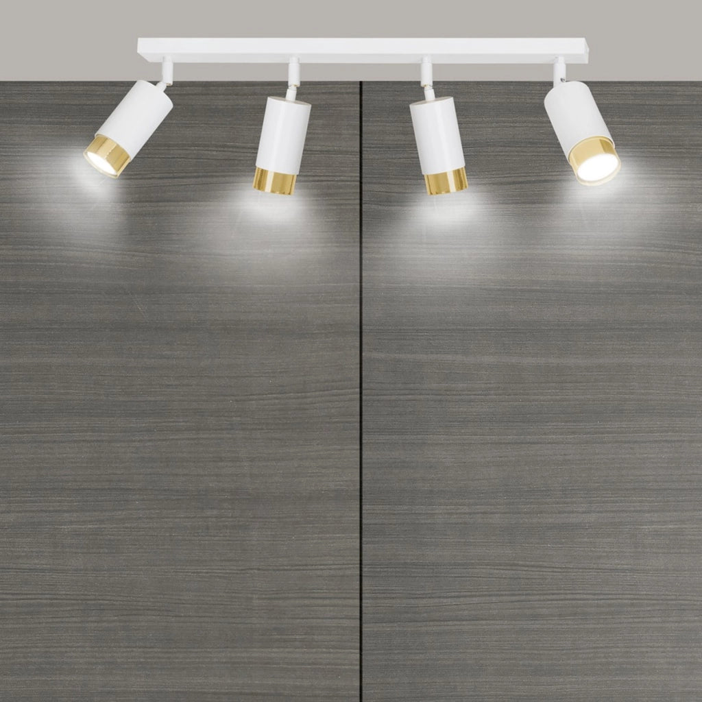 Faretto da soffitto Hiro in acciaio bianco e oro