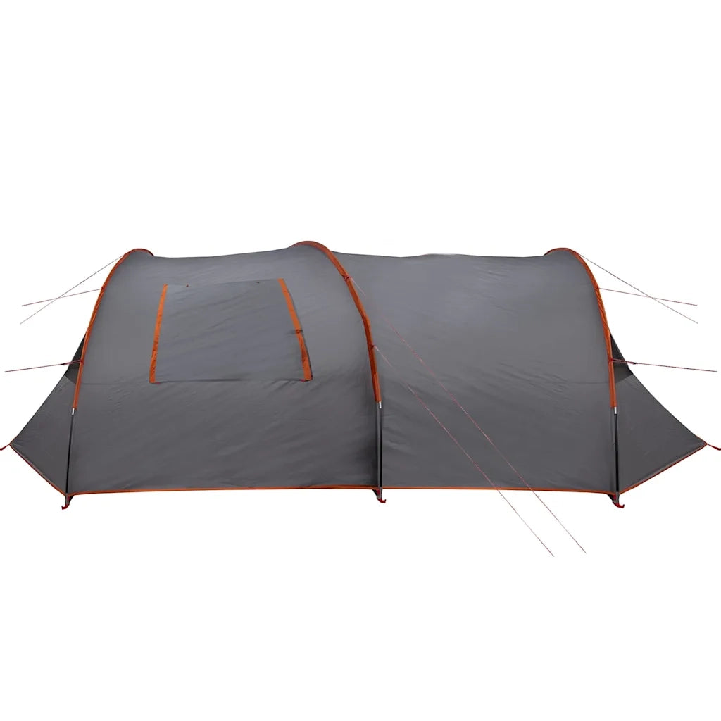 Tenda Tunnel per 6 Persone con tetto-Tenda da campeggio Grigio e arancione