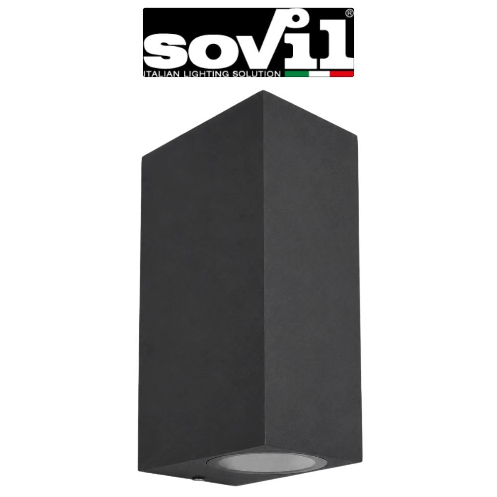 Applique esterno biemissione sovil gogo 2x gu10 ip54 grafite