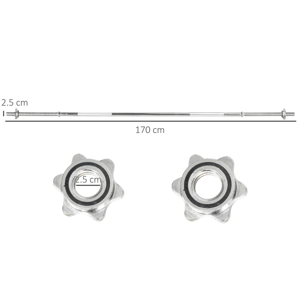 Easycomfort Bilanciere da Squat, Stacchi da Terra e Sollevamenti, per Pesi da Ø2.5 cm da 100kg mx, in Acciaio, Ø2.5x170 cm, Argento