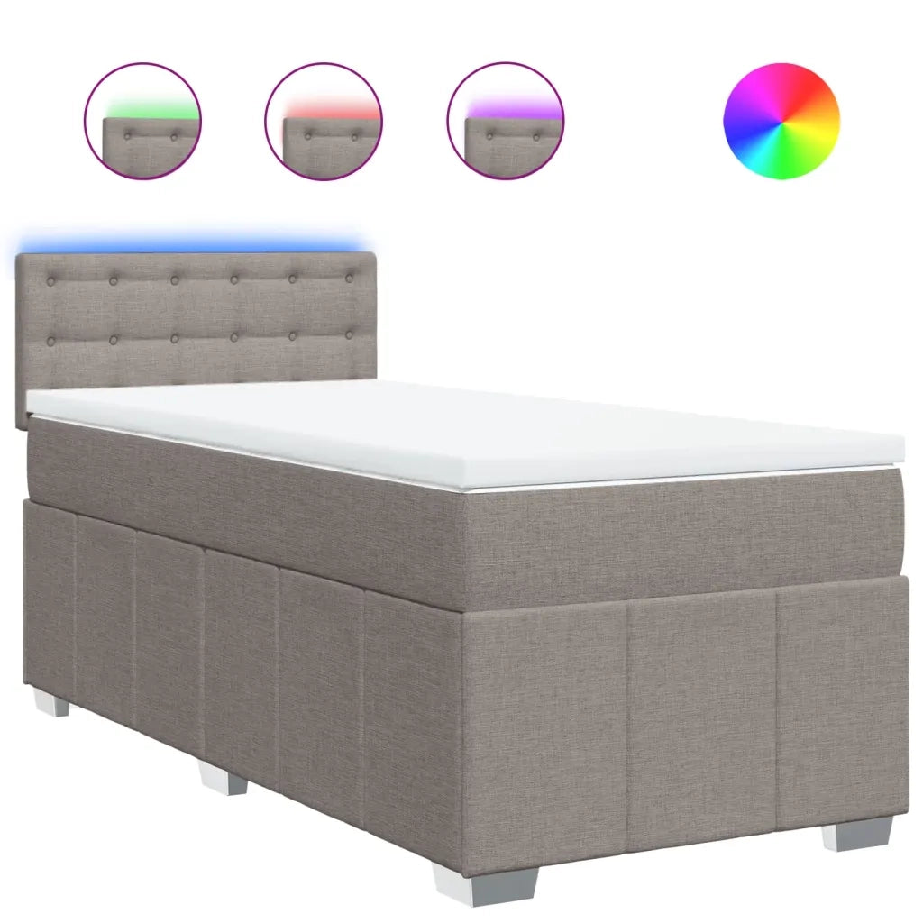 Letto singolo | Letto per adulti | Giroletto a Molle con Materasso Tortora 100x200 cm in Tessuto