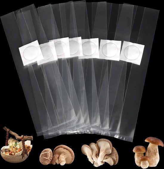 50 pezzi di imballaggio per la coltivazione di funghi da 25 x 50 cm con filtro - impermeabile e resistente alle scalfitture - accessori per la crescita dei funghi